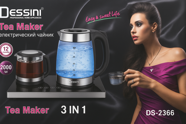 چای ساز . برند DESSINI . استیل ضد زنگ . 2 لیتری . مدل DS-2366
