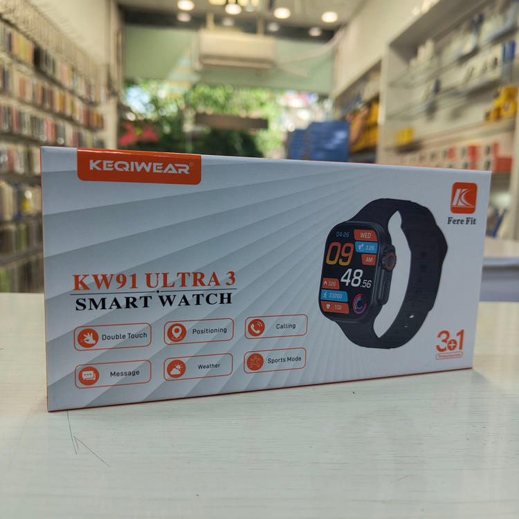 ساعت هوشمند KW91 مدل ULTRA3 برند KEQIWEAR با ۳ بند متنوع و مانیتورینگ سلامت
