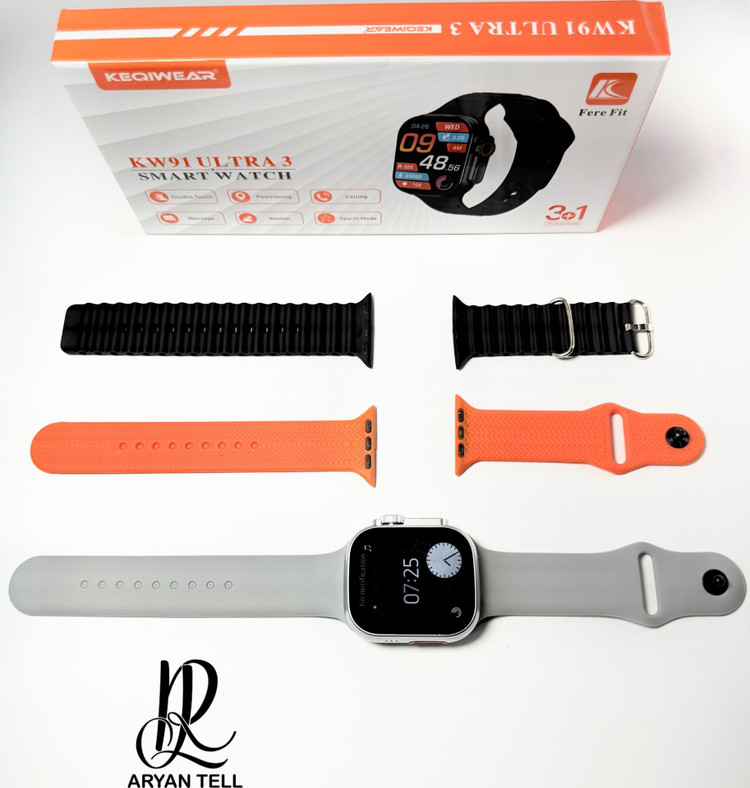 ساعت هوشمند KW91 مدل ULTRA3 برند KEQIWEAR با ۳ بند متنوع و مانیتورینگ سلامت