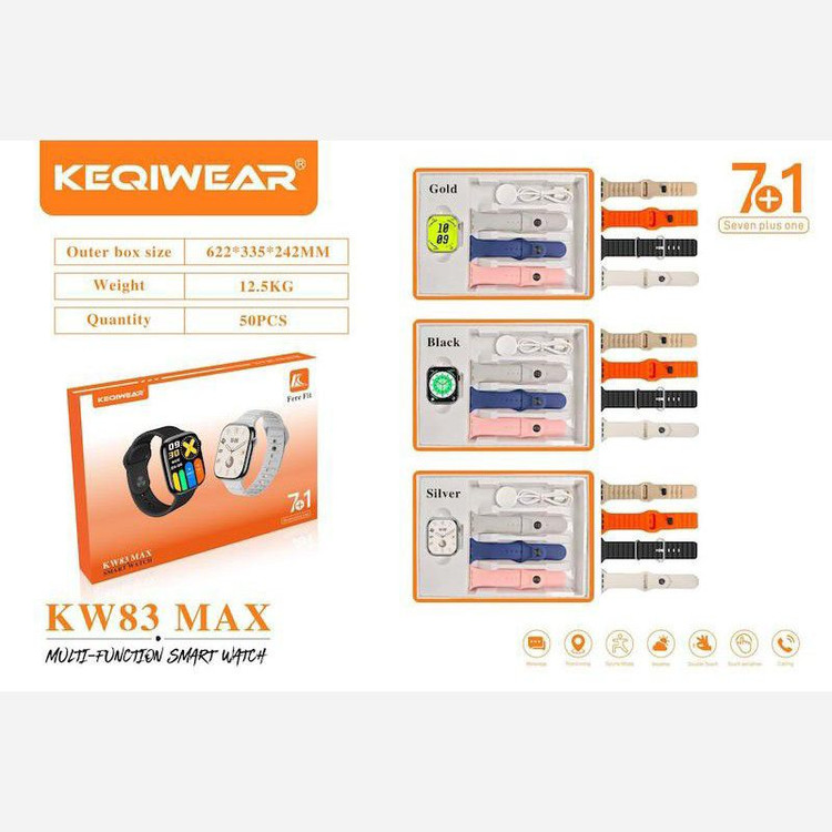 ساعت هوشمند KEQIWEAR مدل KW83 MAX با ۷ بند متنوع